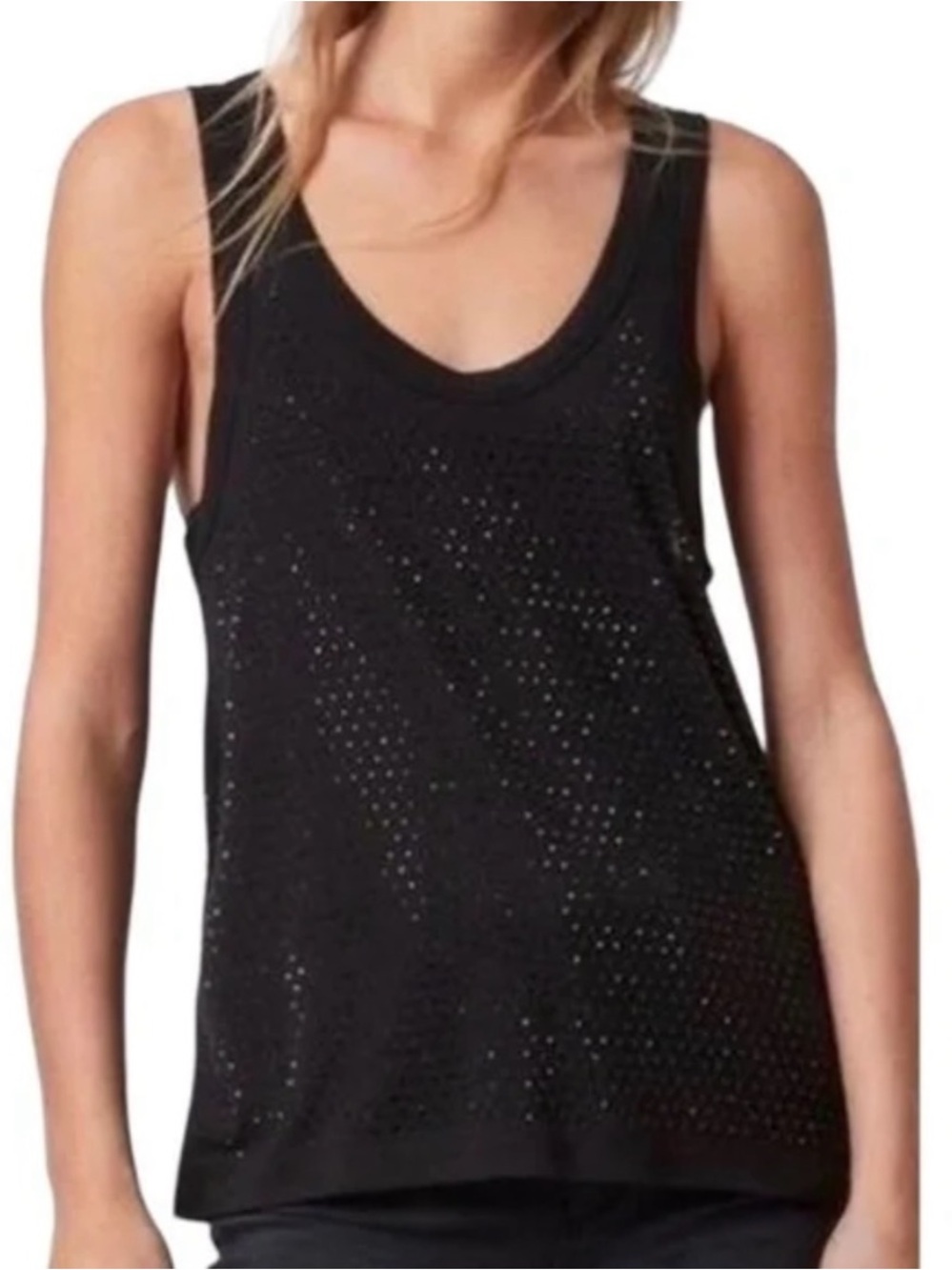 All Saints Orvi black scoop racerback embellished tank, Sz 4